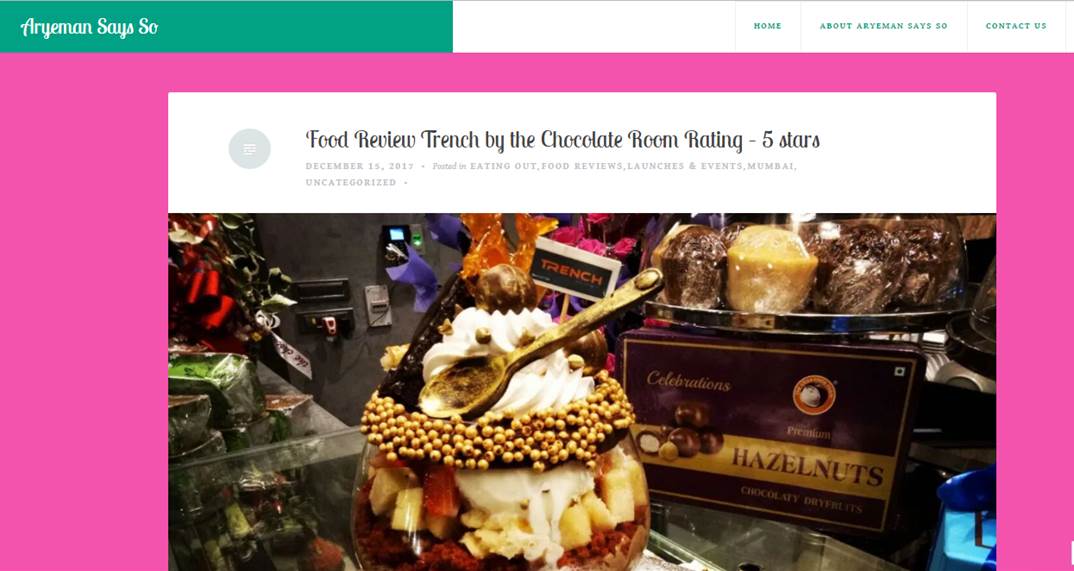Food Review Trench by the Chocolate Room Rating – 5 stars