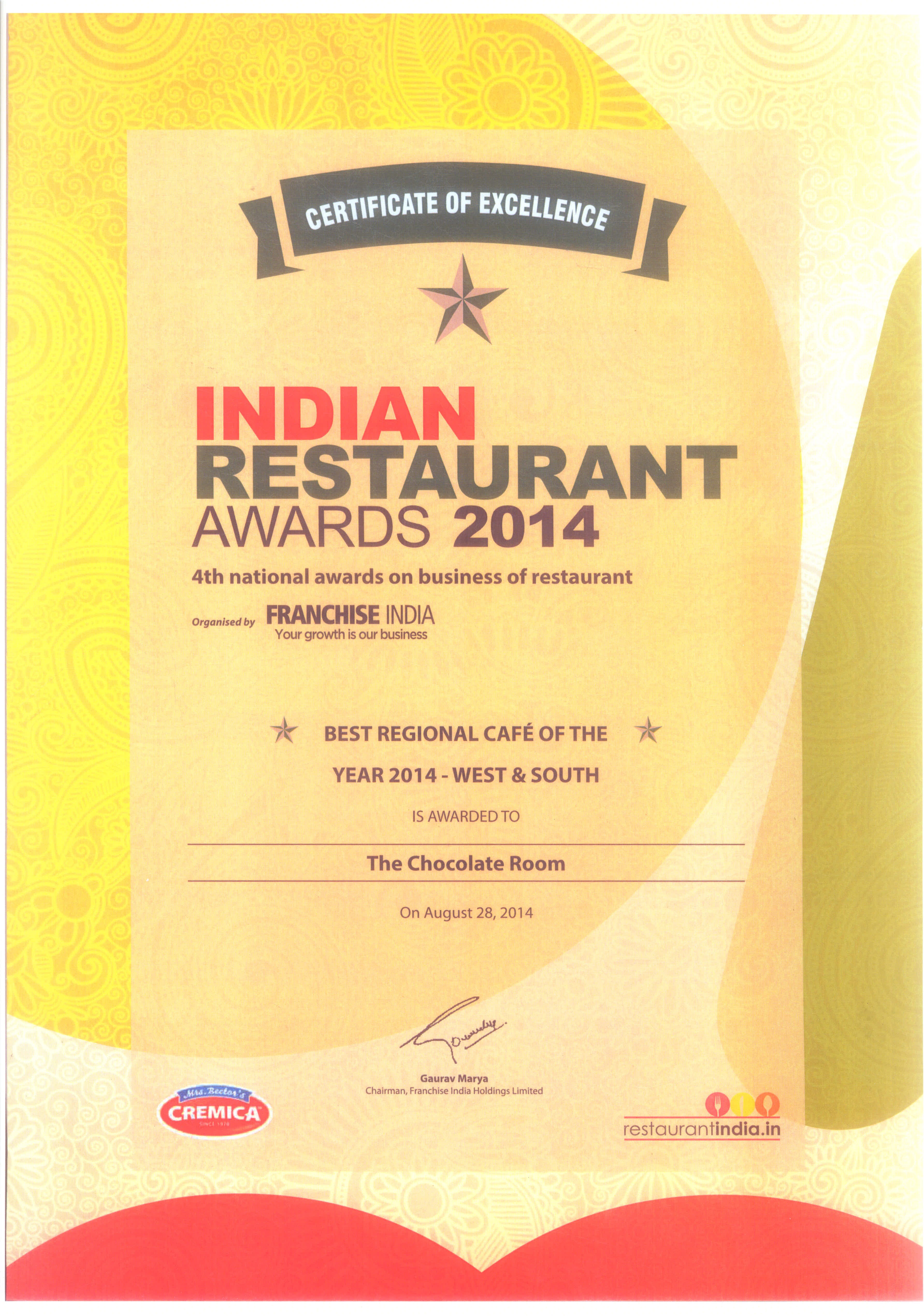 Indian Restaurant Award 2014
